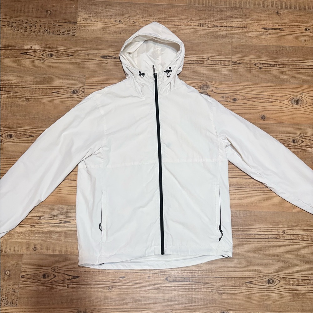 H&M White Hooded Windbreaker for Men